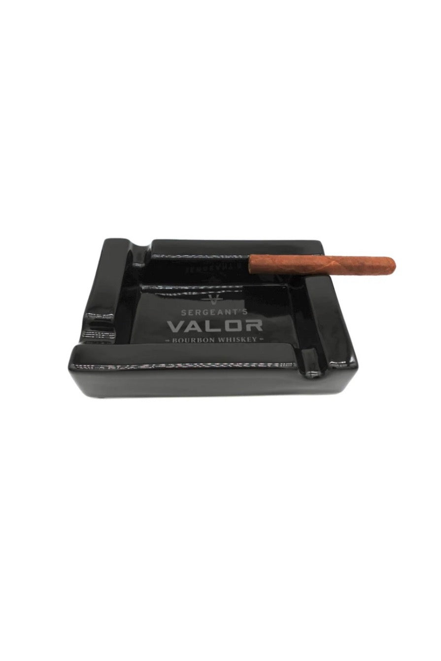 Sergeant's Valor Bourbon Whiskey Cigar Ashtray | Black
