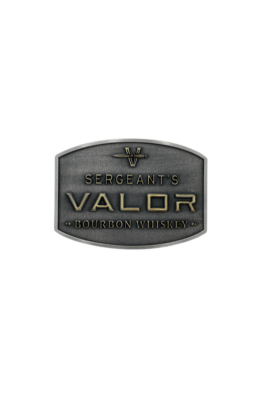 Sergeant's Valor Bourbon Whiskey Belt Buckle | Silver