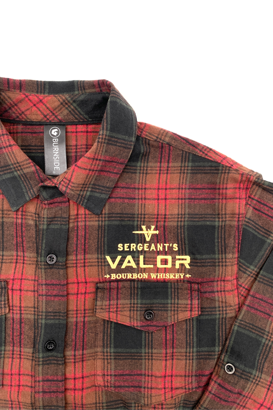 Sergeant's Valor Bourbon Whiskey Men's Flannel | Crimson Plaid