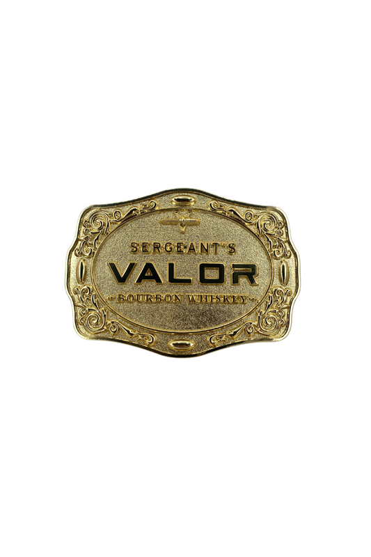 Sergeant's Valor Bourbon Whiskey Belt Buckle | Gold
