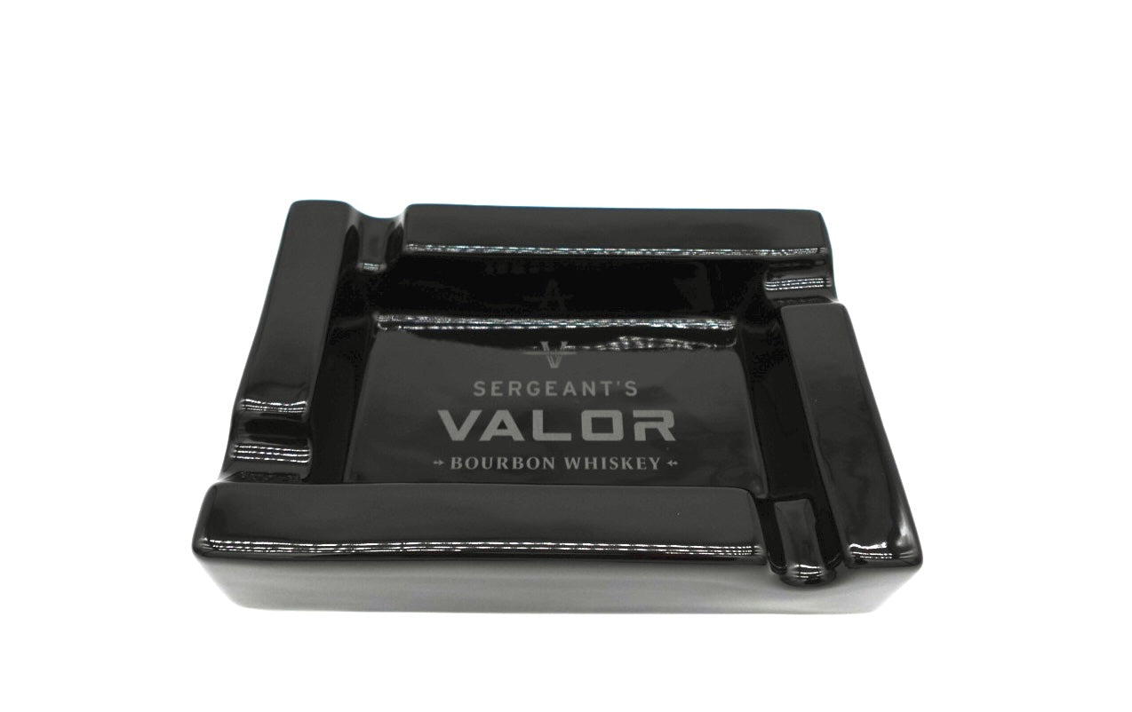 Sergeant's Valor Bourbon Whiskey Cigar Ashtray | Black