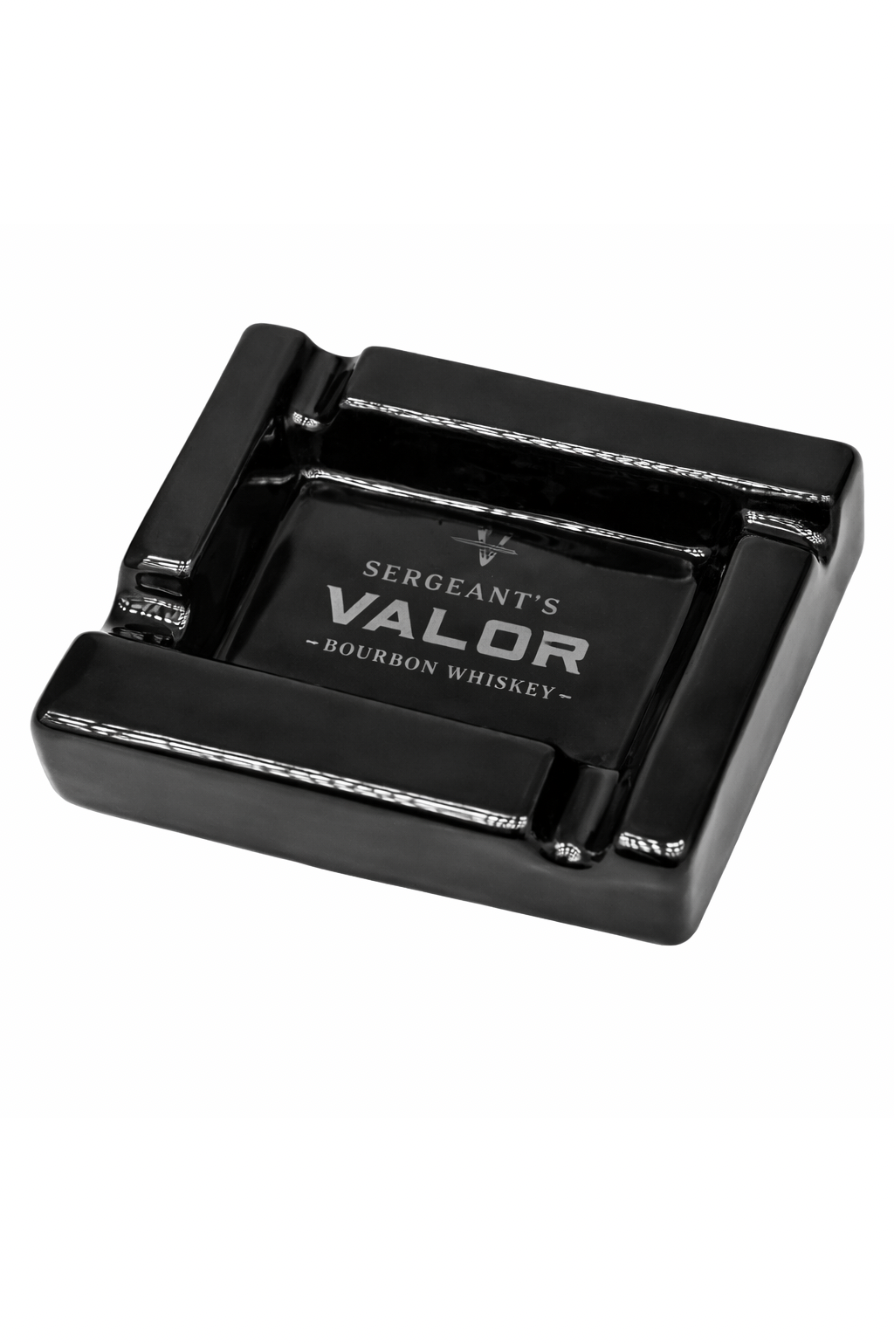 Sergeant's Valor Bourbon Whiskey Cigar Ashtray | Black