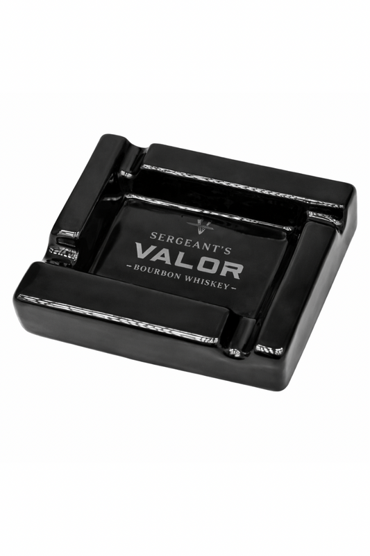 Sergeant's Valor Bourbon Whiskey Cigar Ashtray | Black
