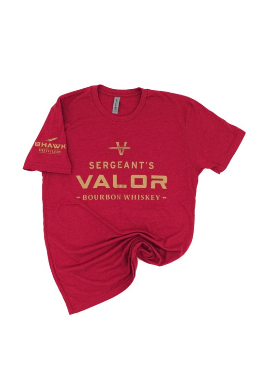 Sergeant's Valor Bourbon Whiskey Unisex T-Shirt | Cardinal Red - draft